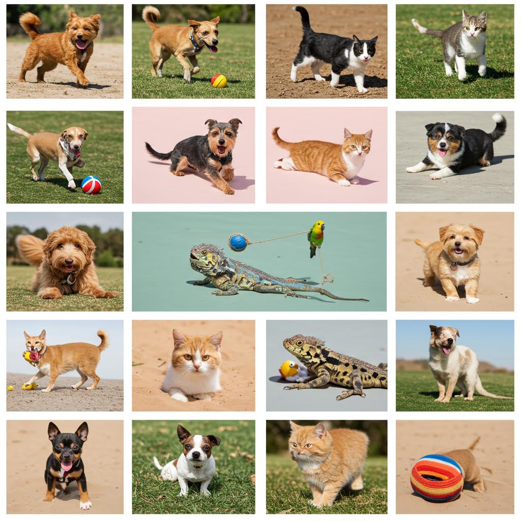 바로 이동하기 같이 반영된 활용 노하우가 반려동물의 놀이와 교류 장면으로 묘사된 모습