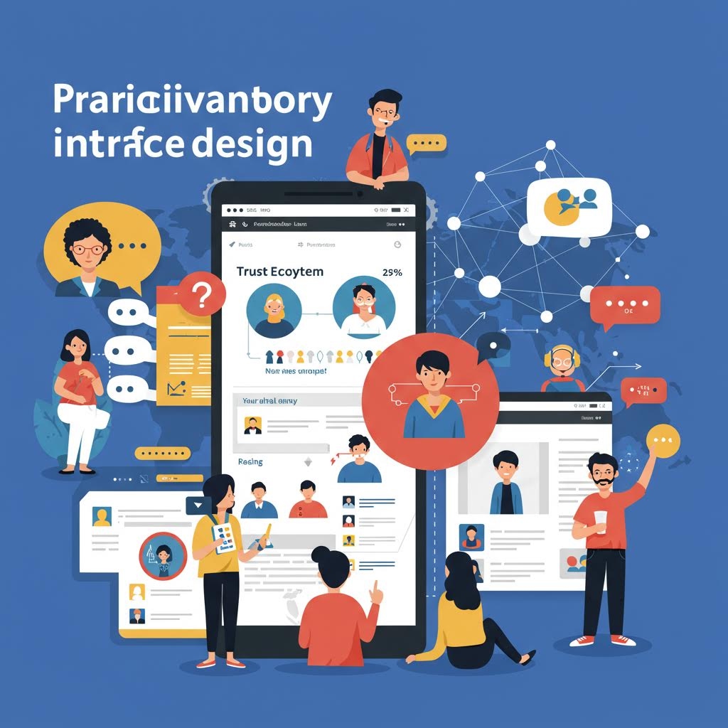 확장된 네트워크 화면들이 겹쳐지는 구성 속에 소통 구조를 연상시키는 온카스터디가 자연스럽게 스며드는 시각적 흐름