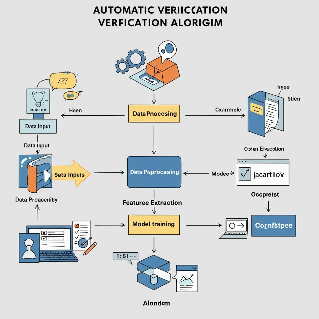 데이터 입력, 전처리, 모델 학습 등 자동 검증 알고리즘 절차를 도식화한 다이어그램