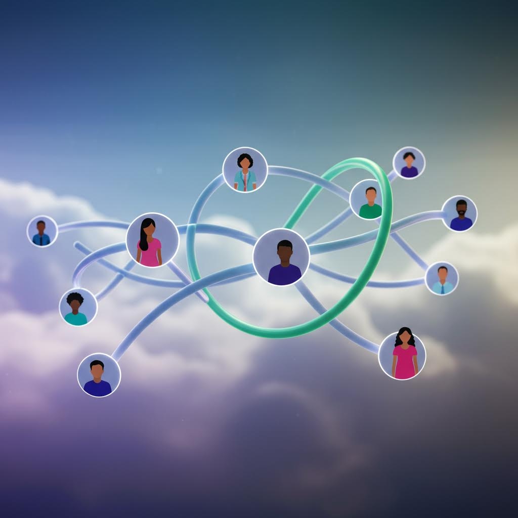 온카스터디 소셜 학습 커뮤니티 - 유동적으로 연결된 학습자 프로필과 멘토-멘티 관계망 시각화